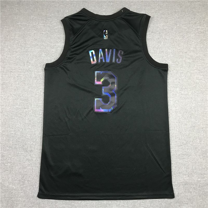 Men Los Angeles Lakers #3 Davis Black Rainbow version 2021 Nike Game NBA Jersey
